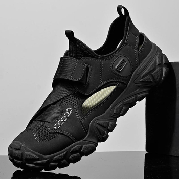 Ανδρικά σανδάλια - Αναπνεύσιμα, Αδιάβροχα, Αντιολισθητικά - Άνω μέρος: microfiber δέρμα + ύφασμα αερισμού; Σόλα: καουτσούκ; Κλείσιμο: Velcro; Στυλ: εξωτερικούς χώρους, με δίχτυ