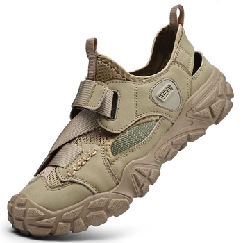 Ανδρικά σανδάλια - Αναπνεύσιμα, Αδιάβροχα, Αντιολισθητικά - Άνω μέρος: microfiber δέρμα + ύφασμα αερισμού; Σόλα: καουτσούκ; Κλείσιμο: Velcro; Στυλ: εξωτερικούς χώρους, με δίχτυ