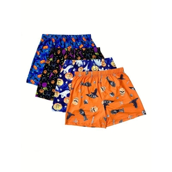 Férfi Halloween tök- koponya mintás rövidnadrág, lélegző pamutból, magas derekú, tavaszra