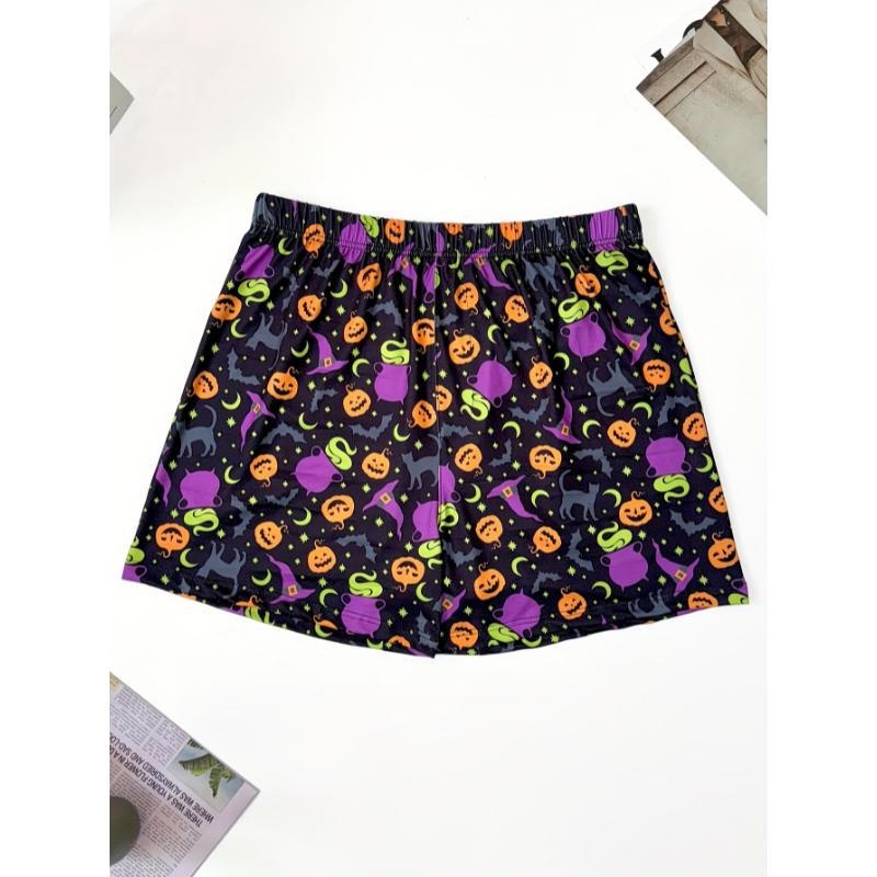 Férfi Halloween tök- koponya mintás rövidnadrág, lélegző pamutból, magas derekú, tavaszra