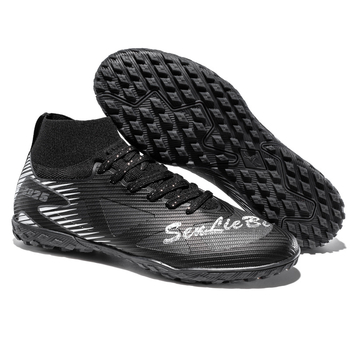 Παπούτσια ποδοσφαίρου με ψηλό άνω μέρος, κορδόνια μπροστά, επάνω από συνθετικό δέρμα, αντιολισθητική σόλα από καουτσούκ, κατάλληλα για φυσικό και τεχνητό χλοοτάπητα