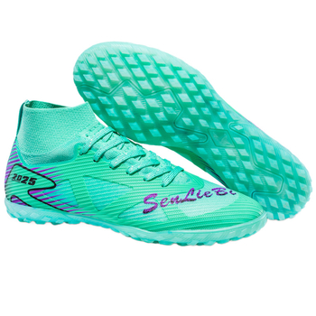 Παπούτσια ποδοσφαίρου με ψηλό άνω μέρος, κορδόνια μπροστά, επάνω από συνθετικό δέρμα, αντιολισθητική σόλα από καουτσούκ, κατάλληλα για φυσικό και τεχνητό χλοοτάπητα