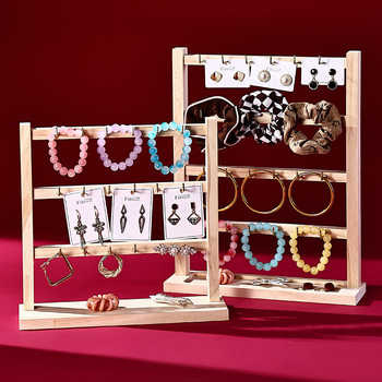 Ξύλινο εκθετήριο κοσμημάτων με πολλαπλά επίπεδα – ορθογώνιο σχήμα, τεσσάρων επιπέδων, κατασκευή με συγκόλληση