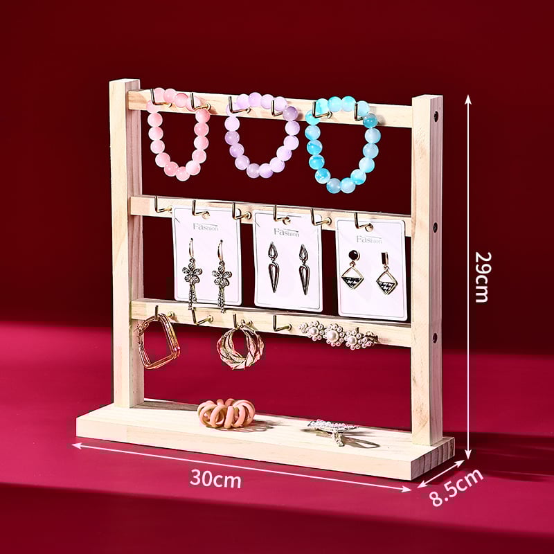 Ξύλινο εκθετήριο κοσμημάτων με πολλαπλά επίπεδα – ορθογώνιο σχήμα, τεσσάρων επιπέδων, κατασκευή με συγκόλληση