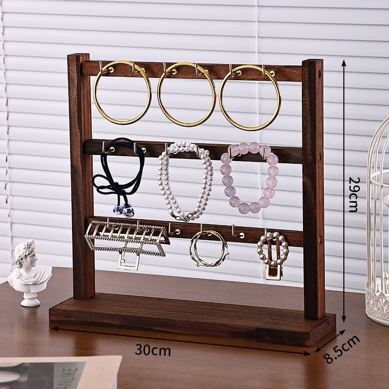 Ξύλινο εκθετήριο κοσμημάτων με πολλαπλά επίπεδα – ορθογώνιο σχήμα, τεσσάρων επιπέδων, κατασκευή με συγκόλληση