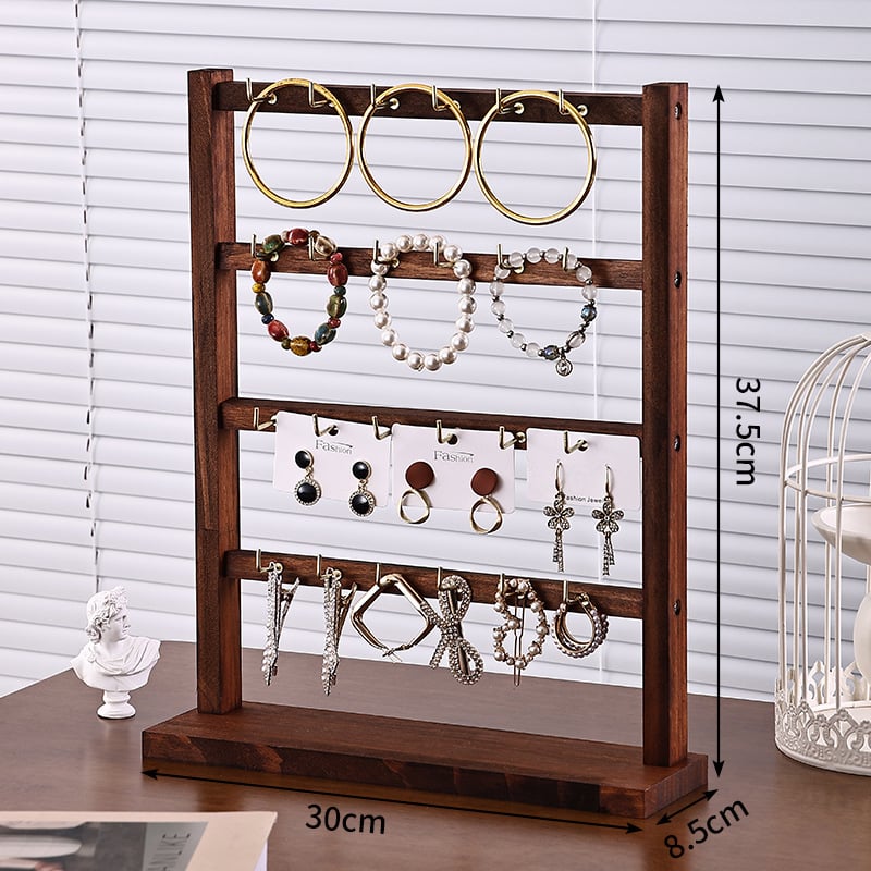 Ξύλινο εκθετήριο κοσμημάτων με πολλαπλά επίπεδα – ορθογώνιο σχήμα, τεσσάρων επιπέδων, κατασκευή με συγκόλληση