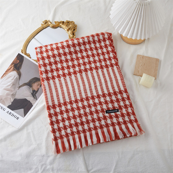 Dugi šal s resicama od umjetnog kašmira, tkanje warp knitting, topao, jesen 2023