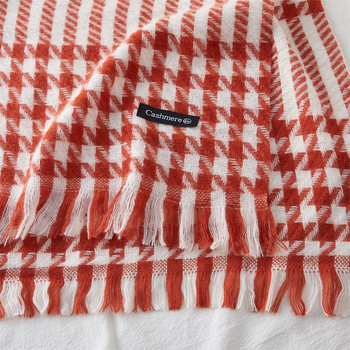 Dugi šal s resicama od umjetnog kašmira, tkanje warp knitting, topao, jesen 2023