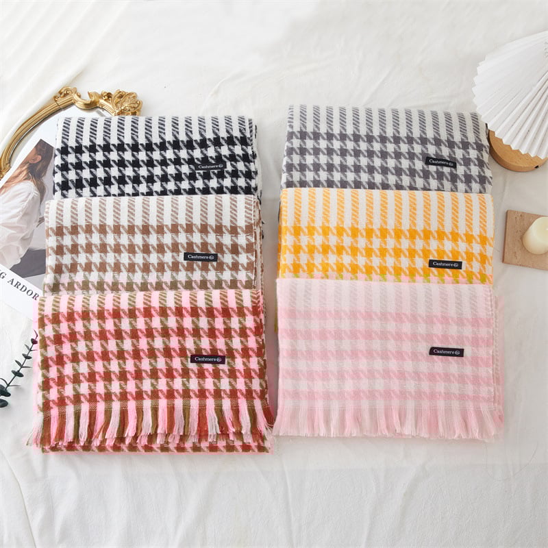 Dugi šal s resicama od umjetnog kašmira, tkanje warp knitting, topao, jesen 2023