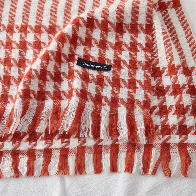 Dugi šal s resicama od umjetnog kašmira, tkanje warp knitting, topao, jesen 2023