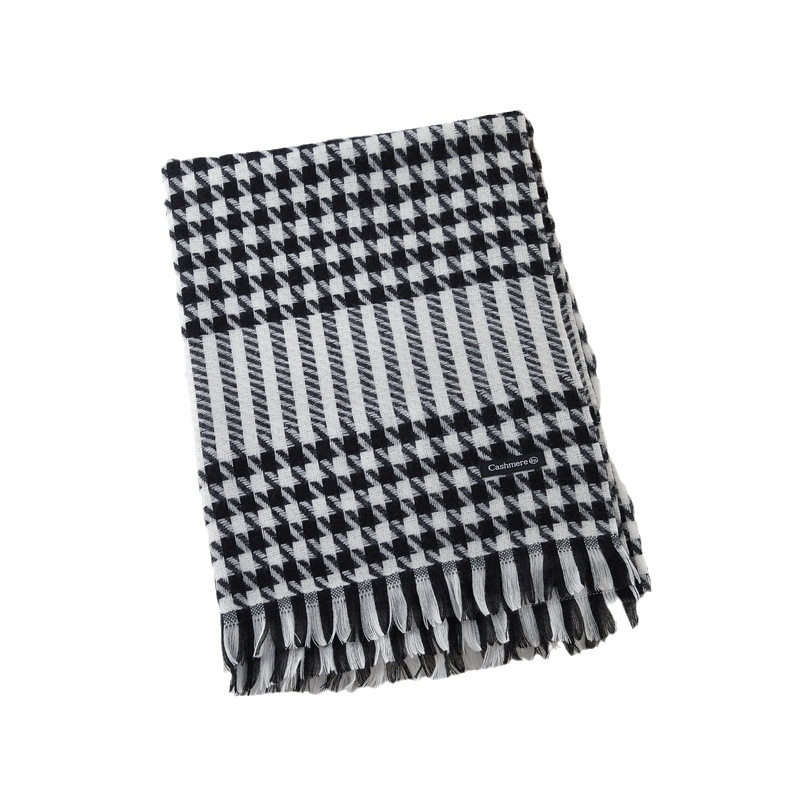 Dugi šal s resicama od umjetnog kašmira, tkanje warp knitting, topao, jesen 2023