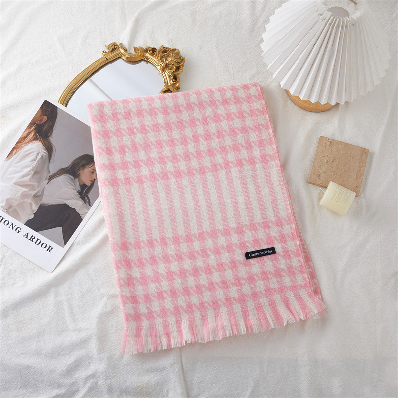 Dugi šal s resicama od umjetnog kašmira, tkanje warp knitting, topao, jesen 2023