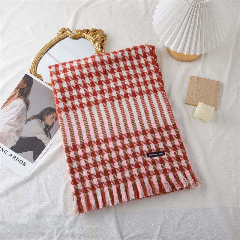 Dugi šal s resicama od umjetnog kašmira, tkanje warp knitting, topao, jesen 2023