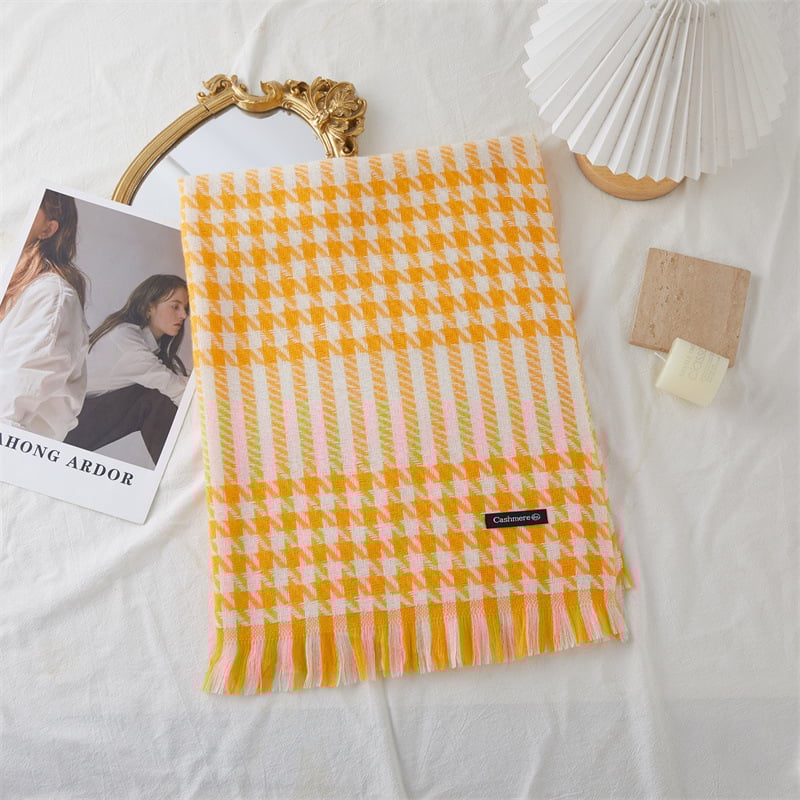 Dugi šal s resicama od umjetnog kašmira, tkanje warp knitting, topao, jesen 2023