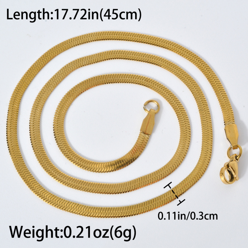 Κολιέ από 304 ανοξείδωτο ατσάλι • επίπεδη αλυσίδα φιδιού • ηλεκτροπλατίωση • Υλικό μενταγιόν: ανοξείδωτο ατσάλι • Κωδικός ZE-SN0040