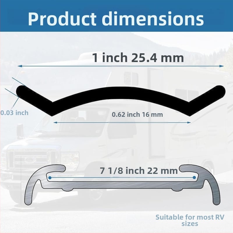 RV ъглов кант за каравана с PVC уплътнителна лента и алуминиев профил за преход – звукоизолация, 10-0116