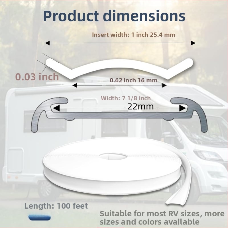 RV ъглов кант за каравана с PVC уплътнителна лента и алуминиев профил за преход – звукоизолация, 10-0116