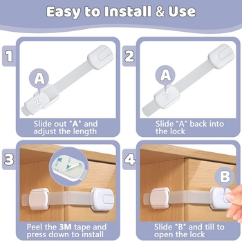 YH2986 Sigurnosna bravica za dječji ormar – podesiva, bez bušenja