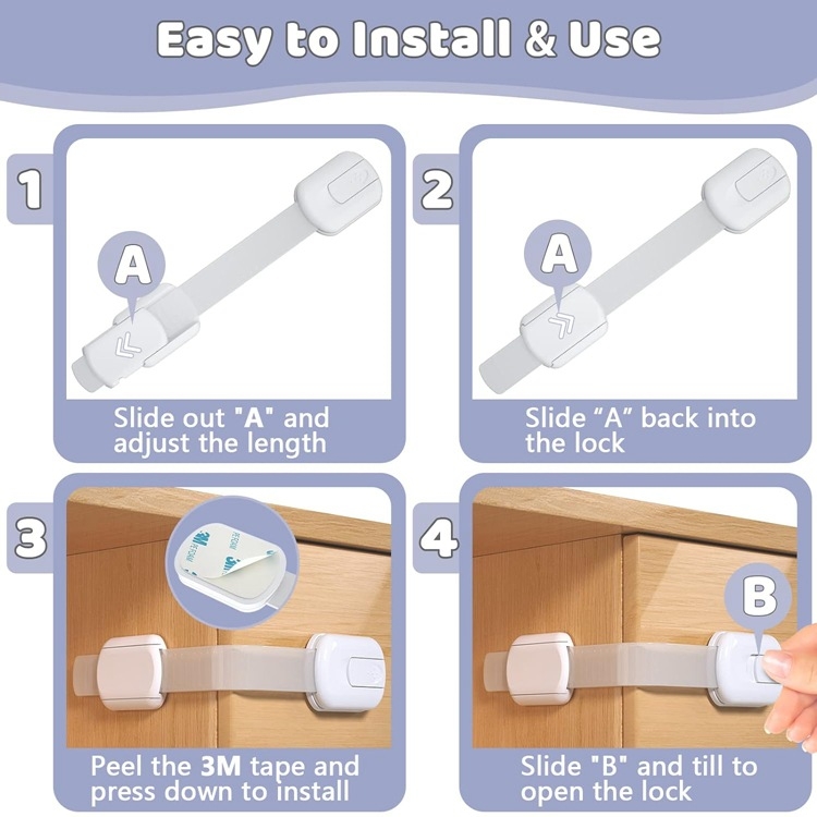 YH2986 Sigurnosna bravica za dječji ormar – podesiva, bez bušenja