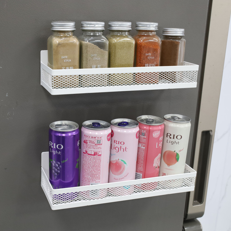 Μαγνητική επιτοίχια ραφιέρα ψυγείου, 3 επίπεδα, πλευρική αποθήκευση, από χάλυβα άνθρακα