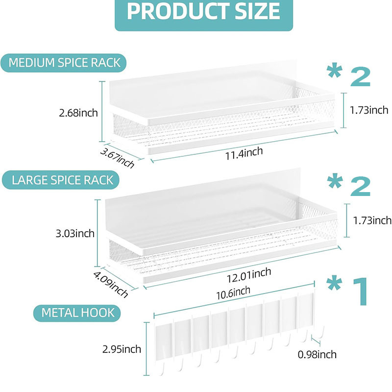 Μαγνητική επιτοίχια ραφιέρα ψυγείου, 3 επίπεδα, πλευρική αποθήκευση, από χάλυβα άνθρακα