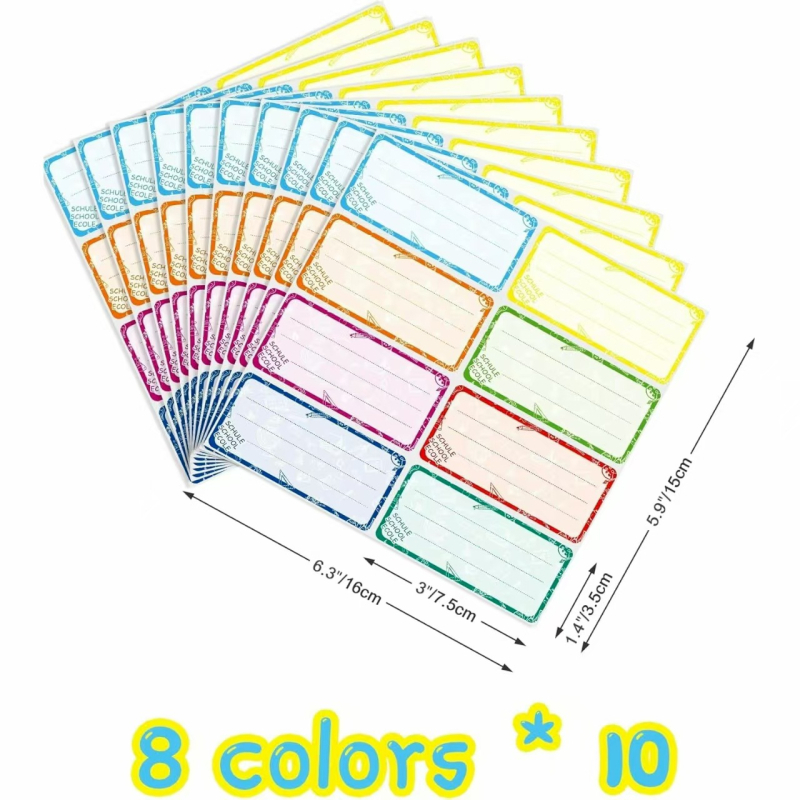 Παιδικά αυτοκόλλητα ετικέτες για φακέλους και τετράδια - Προσαρμόσιμες χειρόγραφες ετικέτες σε χαρτί, 8 ετικέτες ανά σελίδα