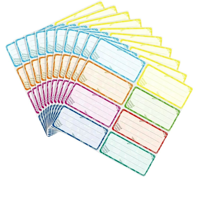 Παιδικά αυτοκόλλητα ετικέτες για φακέλους και τετράδια - Προσαρμόσιμες χειρόγραφες ετικέτες σε χαρτί, 8 ετικέτες ανά σελίδα