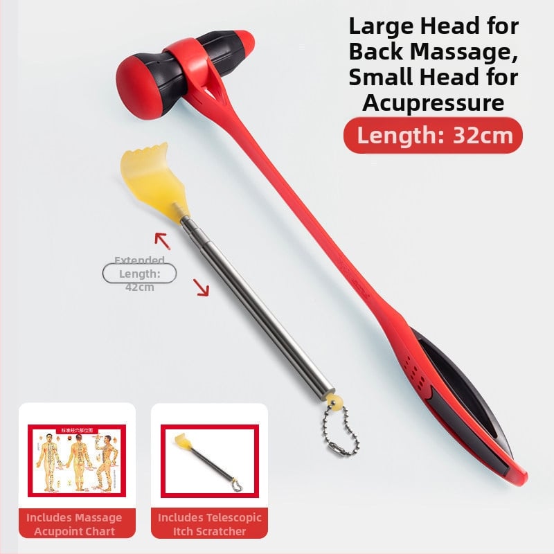 Meridiánokra szánt kézi masszírozó eszköz – alma alakú, fejre koncentrált masszázs, 2 domború fejjel; kézi működtetésű, nem igényel áramot