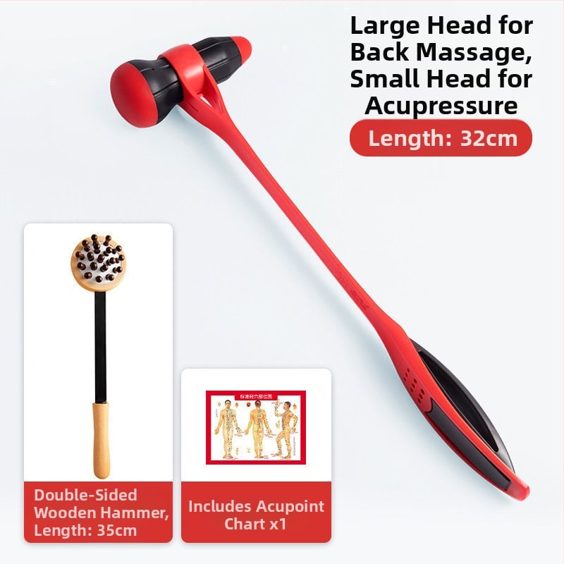 Meridiánokra szánt kézi masszírozó eszköz – alma alakú, fejre koncentrált masszázs, 2 domború fejjel; kézi működtetésű, nem igényel áramot