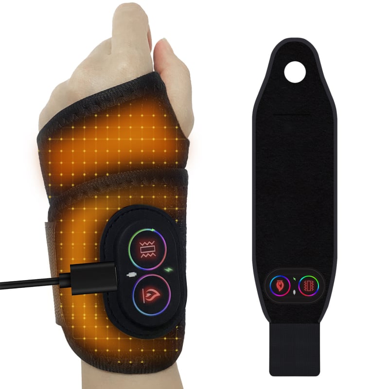 Масажор за китката с нагряване и вибрация - три режима на вибрация, три нива на нагряване, горещ компрес, захранване от мрежата, интелигентен контрол на температурата