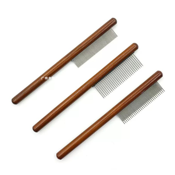 Четка за подстригване на домашни любимци с дървена дръжка, гъсти зъби с дълги и къси зъби, универсална за котки и кучета, модел 8916263