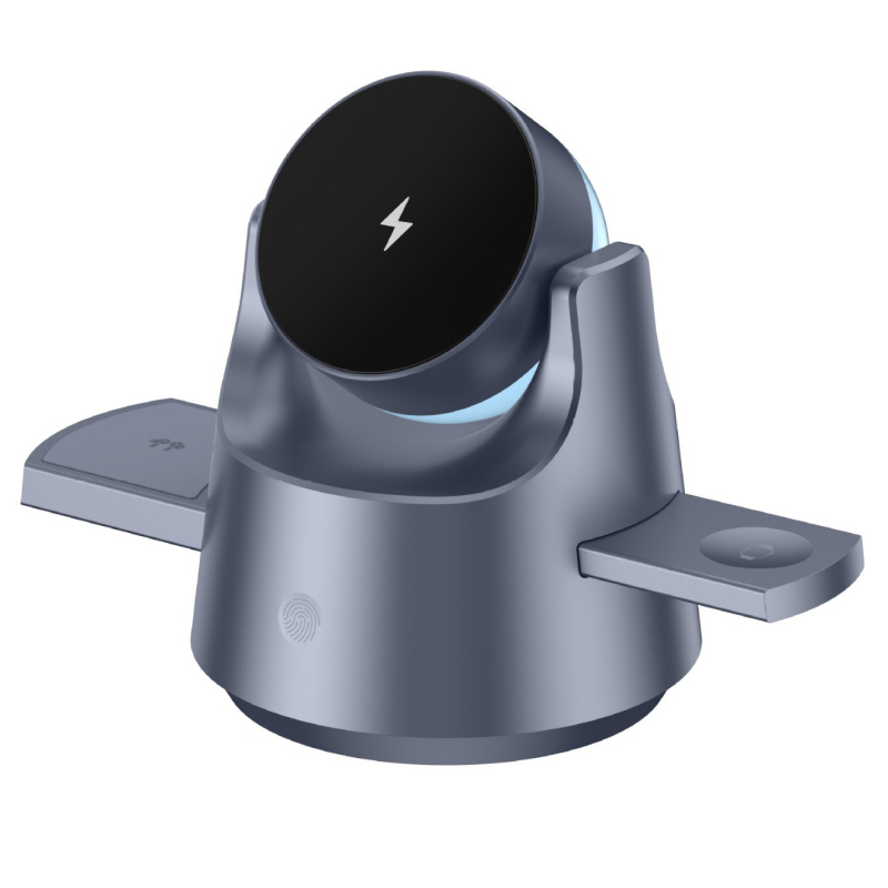 Όλα σε ένα: ασύρματος σταθμός φόρτισης με οργανωτή, νυχτερινό φως και φορτιστή ρολογιού — Μοντέλο M1