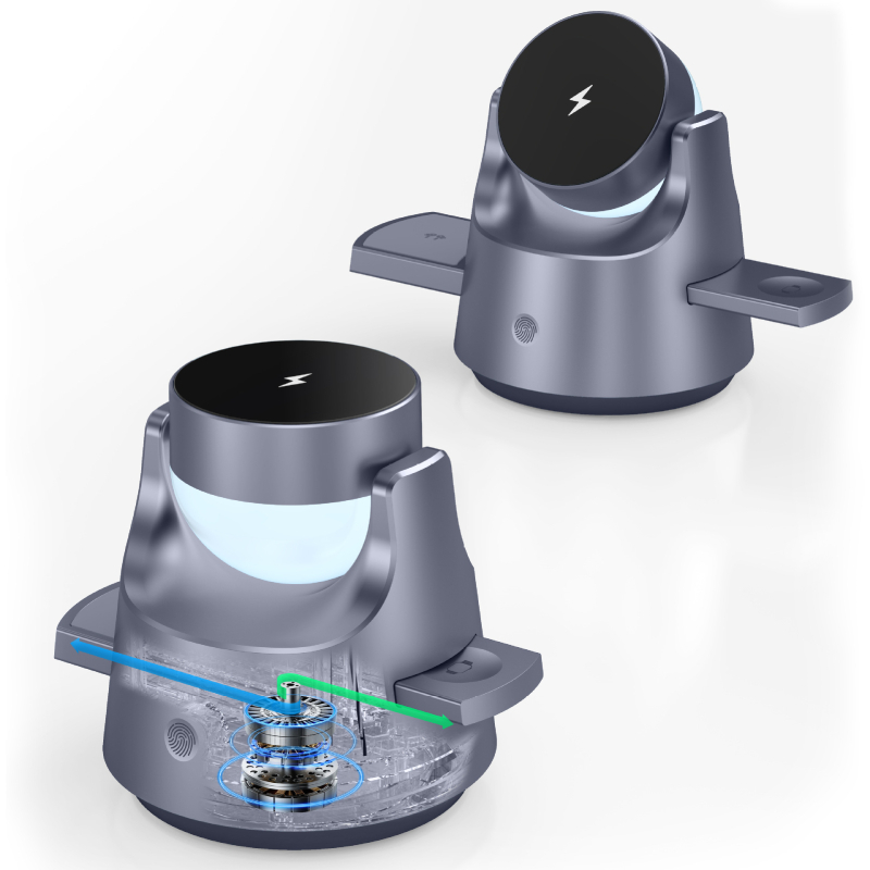 Όλα σε ένα: ασύρματος σταθμός φόρτισης με οργανωτή, νυχτερινό φως και φορτιστή ρολογιού — Μοντέλο M1