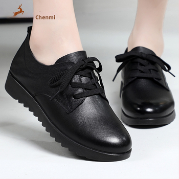 Sieviešu PU ādas kurpes — apaļa purngala, bieza papēdis 6–8 cm, gumijas zole, ikdienas stilā ar šņorēm