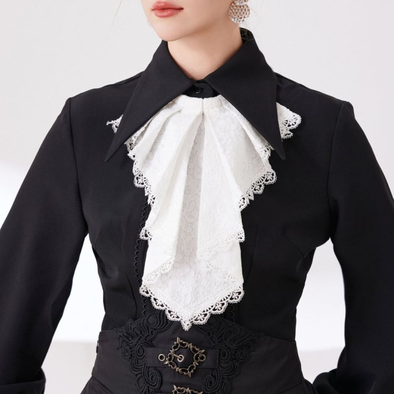 Čipkasti ovratnik s volanima - retro dvorski stil za gotik cosplay dodatak (poliesterska tkanina, poliesterska podstava, opseg ovratnika 40 cm, odrasli, jesen 2025)