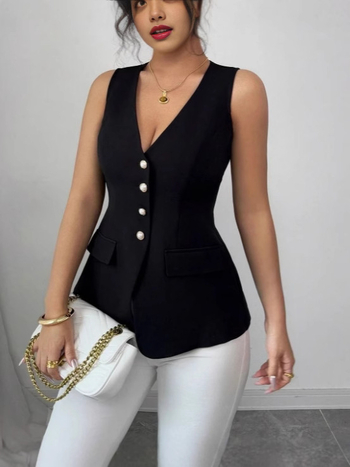 Moteriška be rankovių liemenė, Korejiečių stiliaus profesionaliems keliavimams, V kaklo iškirptė, poliesteris 95%+, priekinis užsegimas sagtimis