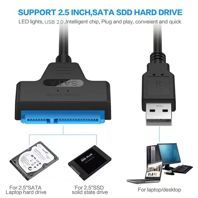 USB 3.0 na SATA adaptivni kabel za 2,5-inčni HDD/SSD, čip JMS578, do 450 MB/s, duljina 30 cm