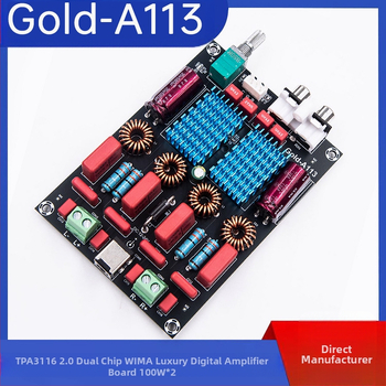 Gold-A113 TPA3116 2.0 dvočipna digitalna ploča pojačala s WIMA kondenzatorima, 100W×2