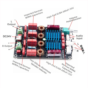 Gold-A113 TPA3116 2.0 πλακέτα ψηφιακού ενισχυτή με δύο τσιπ, πυκνωτές WIMA, 100W×2