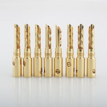 Banana konektor od čistog bakra s pozlaćenim slojem i nazubljenom vrhom, bez zavarivanja, za DIY audio kabeliranje