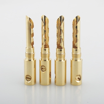 Μπανάνες βύσμα από καθαρό χαλκό με επίχρυσο φινίρισμα και οδοντωτή άκρη, χωρίς συγκόλληση, για DIY καλώδια ήχου