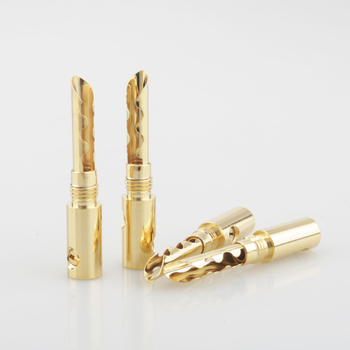 Μπανάνες βύσμα από καθαρό χαλκό με επίχρυσο φινίρισμα και οδοντωτή άκρη, χωρίς συγκόλληση, για DIY καλώδια ήχου