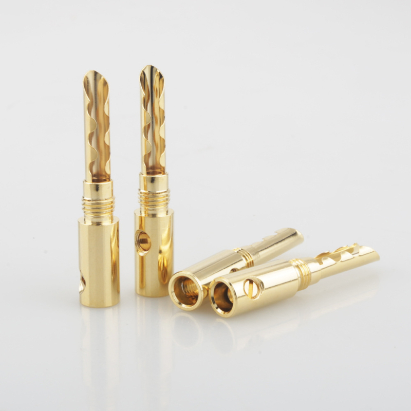 Banana konektor od čistog bakra s pozlaćenim slojem i nazubljenom vrhom, bez zavarivanja, za DIY audio kabeliranje
