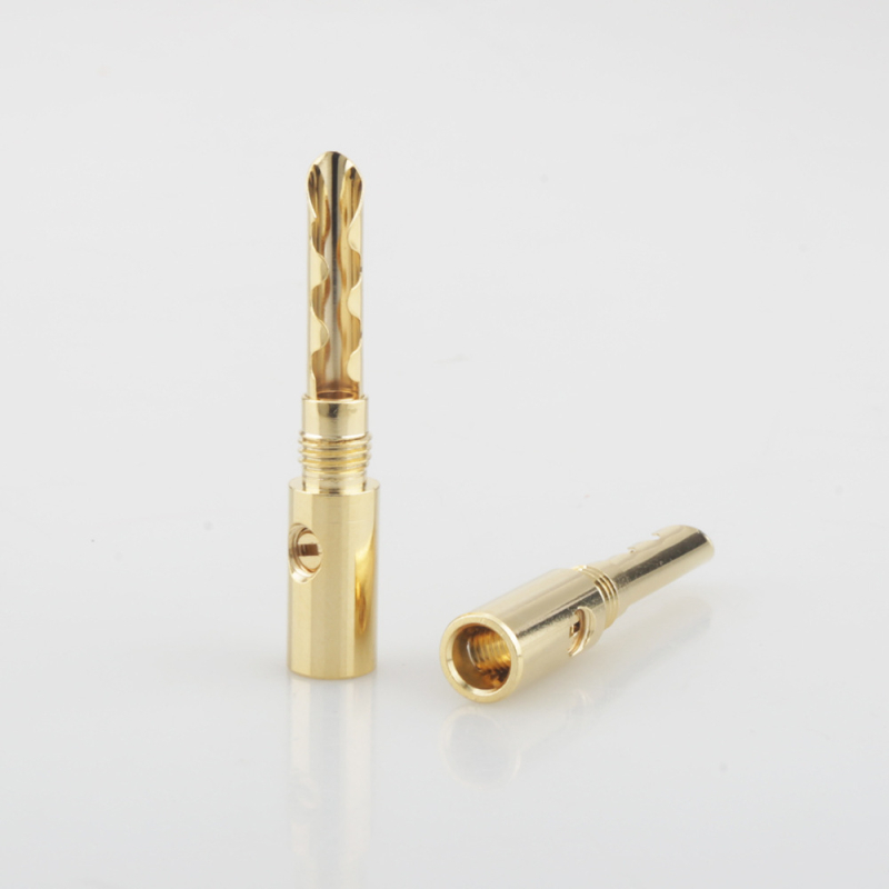 Banana konektor od čistog bakra s pozlaćenim slojem i nazubljenom vrhom, bez zavarivanja, za DIY audio kabeliranje