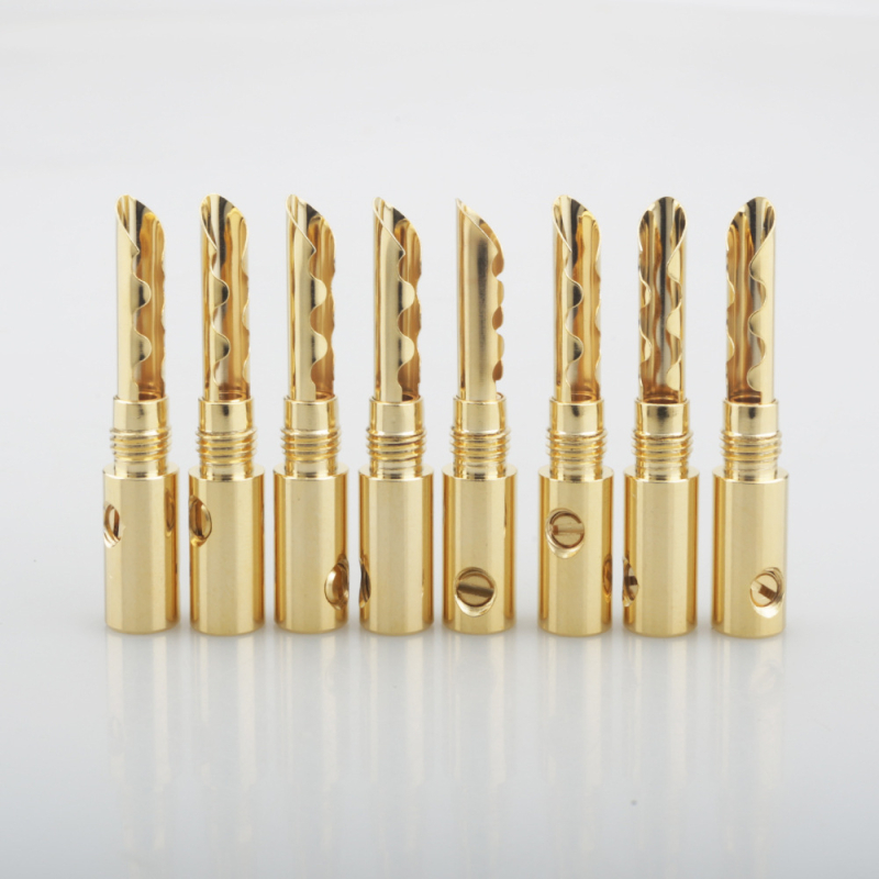Banana konektor od čistog bakra s pozlaćenim slojem i nazubljenom vrhom, bez zavarivanja, za DIY audio kabeliranje
