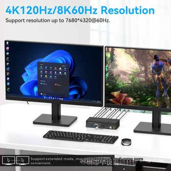 KVM διακόπτης διπλής οθόνης 2×2 με HDMI 2.1, DP1.4, 8K60Hz, USB3.0