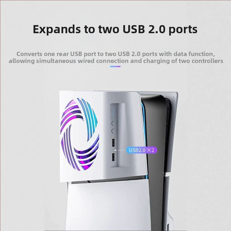 PS5 Slim ανεμιστήρας ψύξης – πλευρικά τοποθετημένος με αισθητήρα θερμοκρασίας, RGB φωτισμός, ABS, aolion