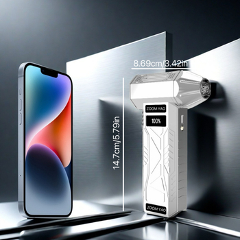 Kézi bladeless ventilátor USB töltéssel – beépített 2000-4000 mAh akkumulátor, brushless motor, 4 sebességi fokozat, ABS ház