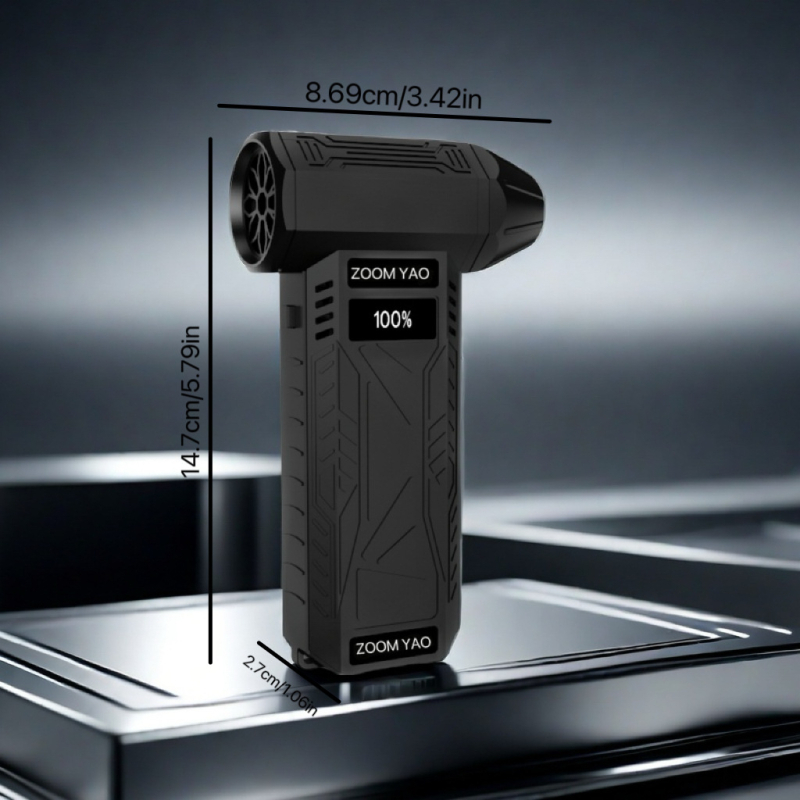 Kézi bladeless ventilátor USB töltéssel – beépített 2000-4000 mAh akkumulátor, brushless motor, 4 sebességi fokozat, ABS ház