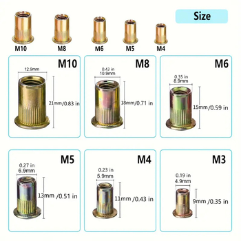 Σετ rivet nut, 1240 τεμάχια, γαλβανισμένη επίστρωση, χάλυβας άνθρακα, Κατηγορία A, GB/T 17880 πρότυπο